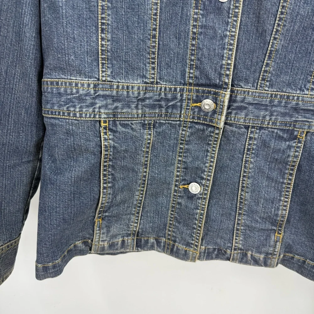 Eddie Bauer cotton blend Jean Stretch Darker Blue Classic Denim Jacket L